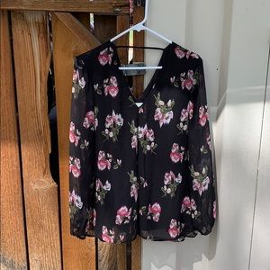Black Floral Blouse size L